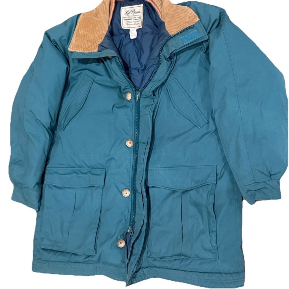 Vintage L.L. Bean Newfoundland Parka Tan Corduroy Collar Goose Down USA 80’s‎